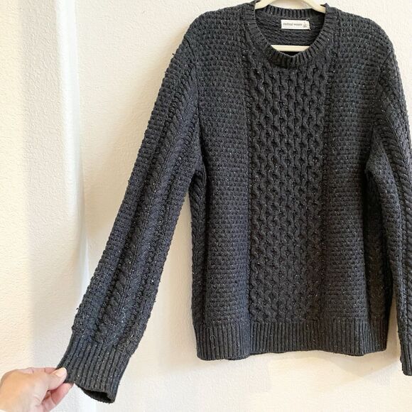 Mutual Weave Sweater Mens Large Dark Gray Heather Cotton Wool Blend‎ - Picture 6 of 10